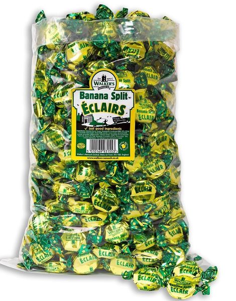 2,5 kg Walkers Banana Split Eclairs Toffee - Stor Påse
