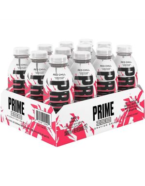 12 st Prime Red Chill Ice Hydration Bottle - Sockerfri och Koffeinfri Sportdryck - Hel Låda 6 liter (UK Import)