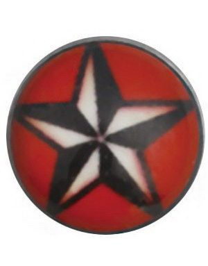 Special Star Röd/Svart/Vit - Dermal Anchor 4 mm Kula med 1,2 mm gängor